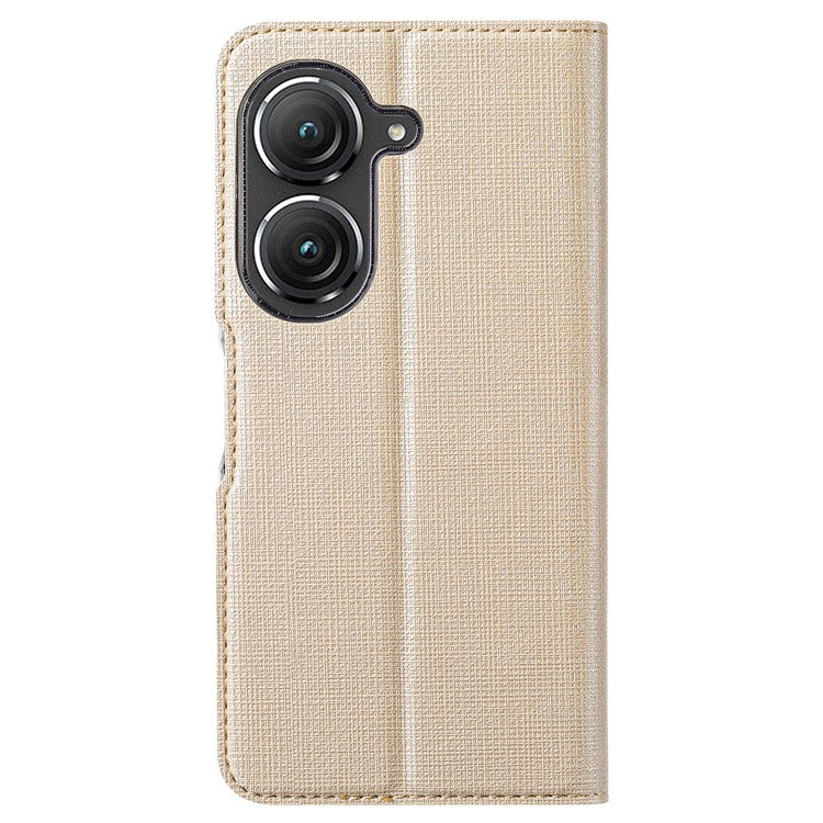 VILI DMX Series Phone Case for Asus Zenfone 9 5G, Full Protection PU Leather Phone Shell Stand Cover with Card Slot - Khaki
