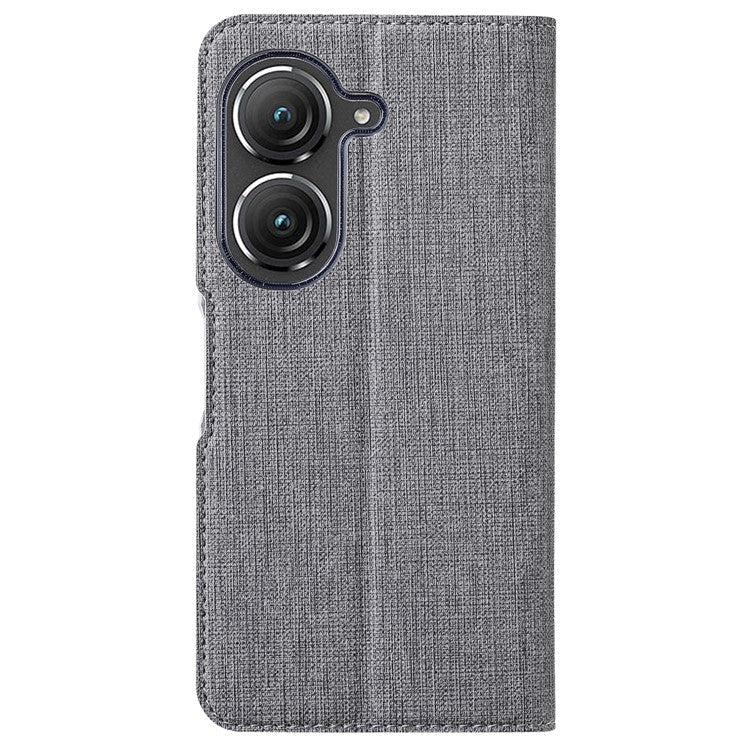 VILI DMX Series Phone Case for Asus Zenfone 9 5G, Full Protection PU Leather Phone Shell Stand Cover with Card Slot - Grey