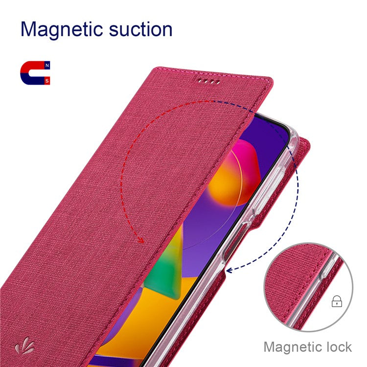 VILI DMX Series Phone Case for Asus Zenfone 9 5G, Full Protection PU Leather Phone Shell Stand Cover with Card Slot - Rose