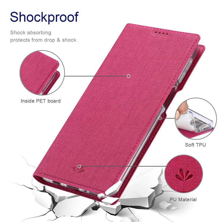 VILI DMX Series Phone Case for Asus Zenfone 9 5G, Full Protection PU Leather Phone Shell Stand Cover with Card Slot - Rose