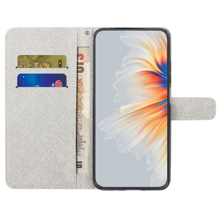 For OnePlus 10T 5G / Ace Pro 5G Adjustable Stand Cross Texture Phone Cover PU Leather 3D Pattern Printing Wallet Style Case with Strap - Blue Flower