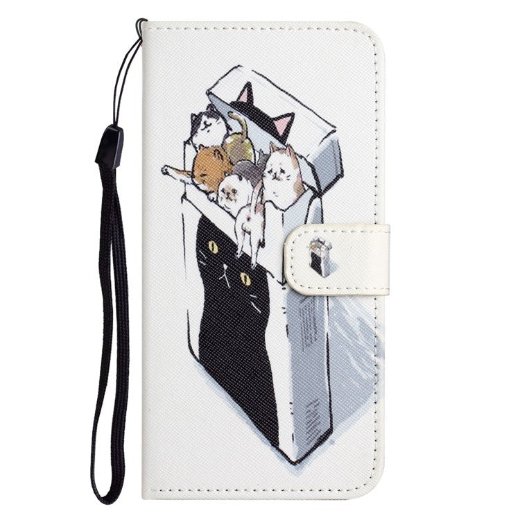 For OnePlus 10T 5G / Ace Pro 5G Adjustable Stand Cross Texture Phone Cover PU Leather 3D Pattern Printing Wallet Style Case with Strap - Cats