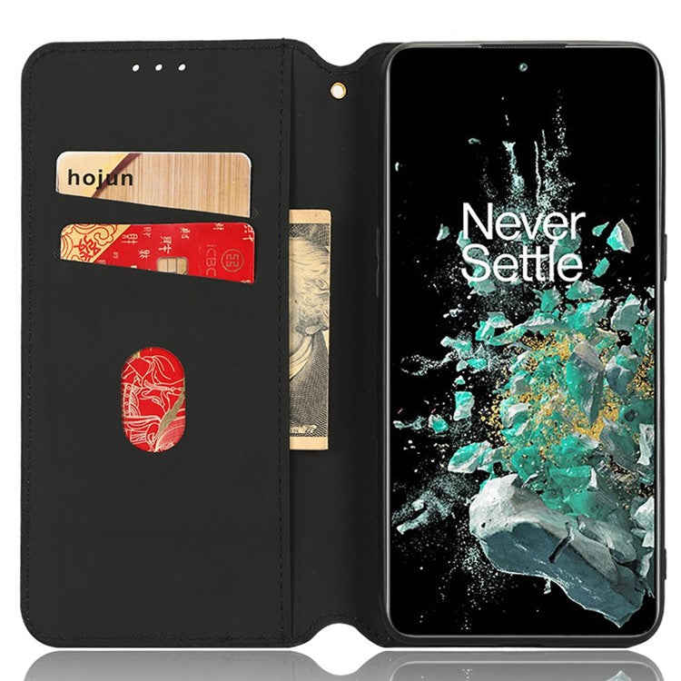 Wallet Cover for OnePlus 10T 5G / Ace Pro 5G, Flip PU Leather Stand Imprinting Rhombus Pattern Phone Case - Brown