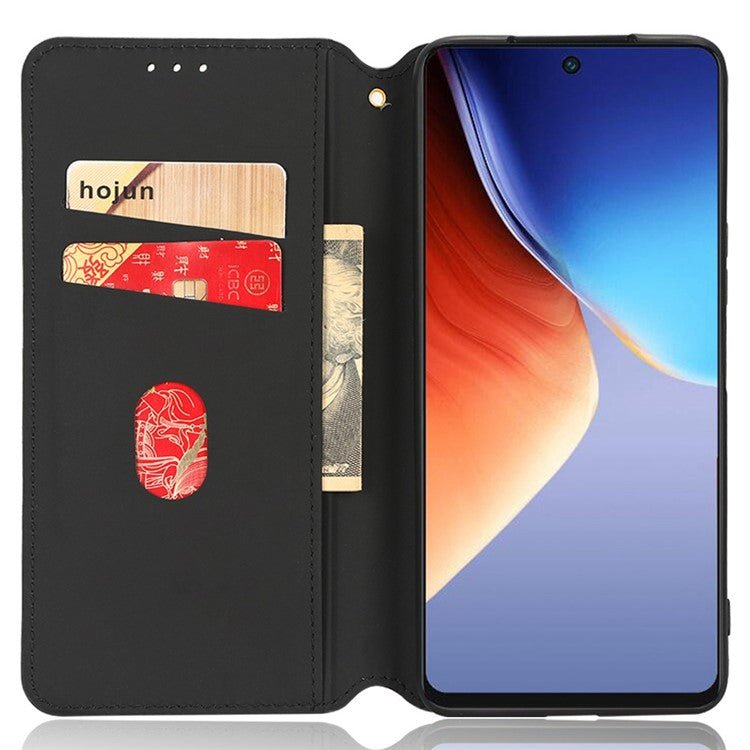 Flip Wallet Cover for TECNO Camon 19 Pro 4G / 5G, Impact Resistant PU Leather Stand Imprinting Rhombus Pattern Phone Case - Red