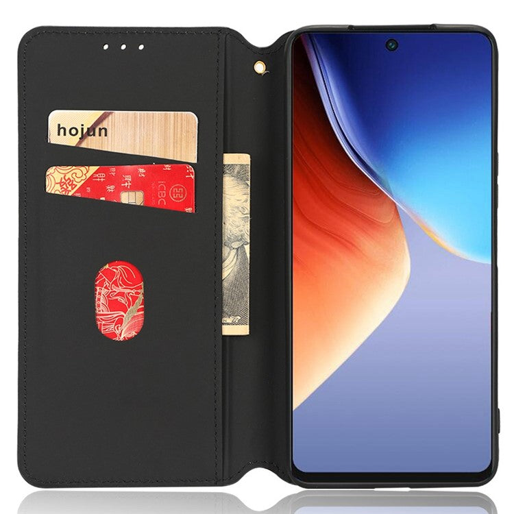 Flip Wallet Cover for TECNO Camon 19 Pro 4G / 5G, Impact Resistant PU Leather Stand Imprinting Rhombus Pattern Phone Case - Purple