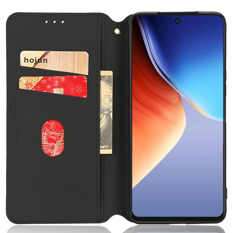 Flip Wallet Cover for TECNO Camon 19 4G, Full Coverage PU Leather Stand Imprinting Rhombus Pattern Phone Case - Silver