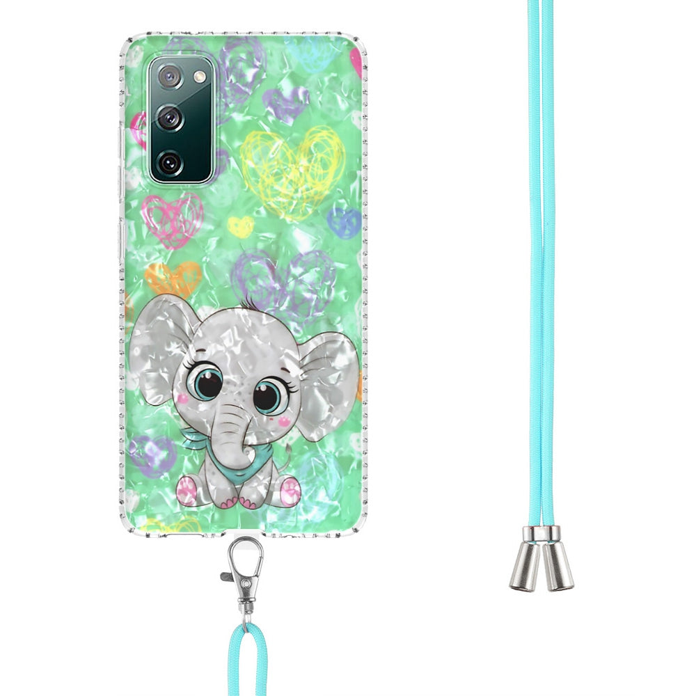 YB IMD Series-15 For Samsung Galaxy S20 FE 4G / FE 5G / S20 Lite / S20 FE 2022 5G Protective Case IMD IML Shockproof Cover 2.0mm Airbags Phone Case - BK009-Elephant