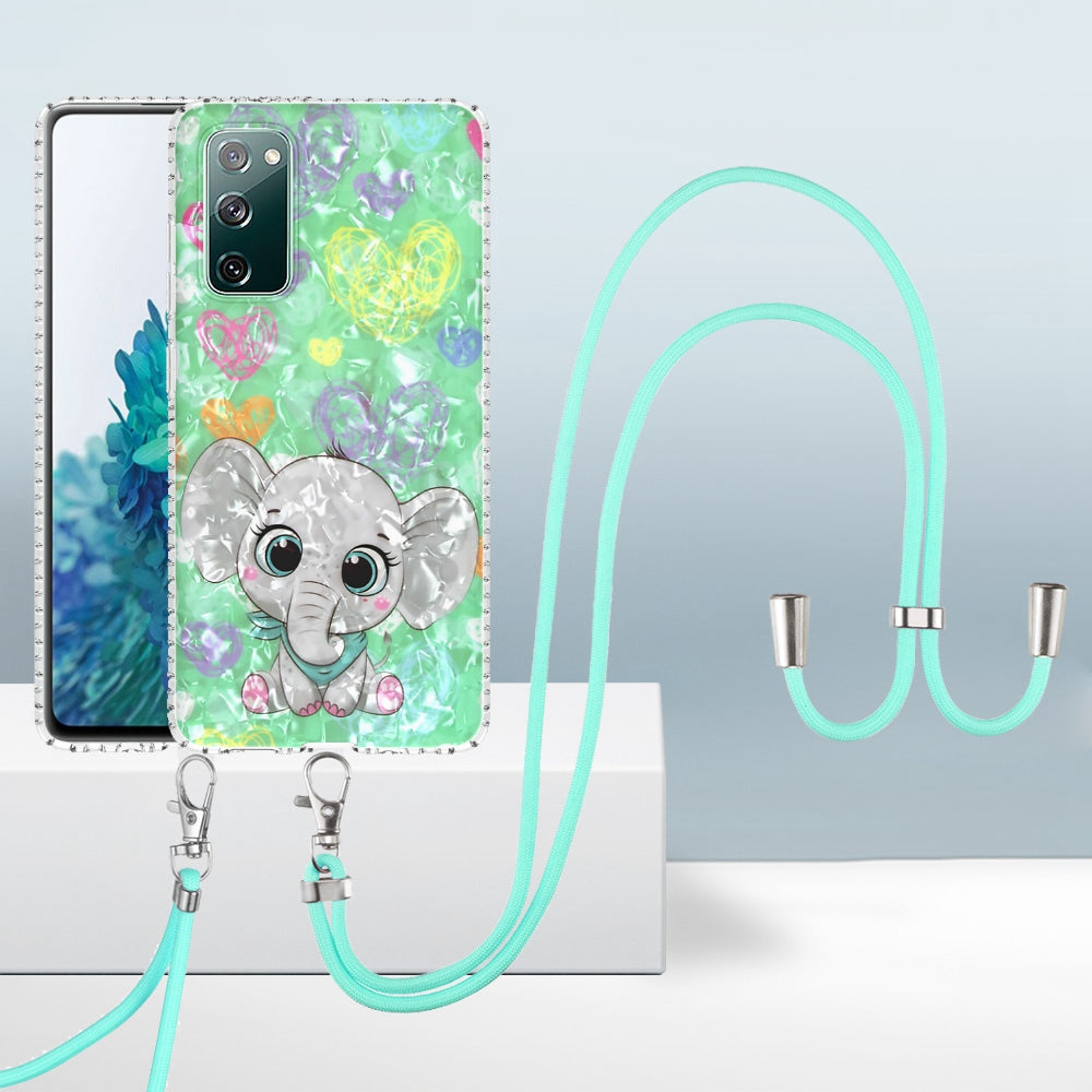 YB IMD Series-15 For Samsung Galaxy S20 FE 4G / FE 5G / S20 Lite / S20 FE 2022 5G Protective Case IMD IML Shockproof Cover 2.0mm Airbags Phone Case - BK009-Elephant