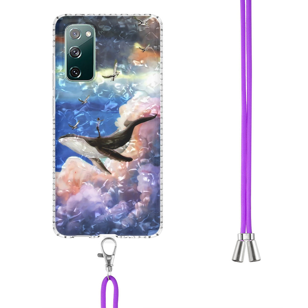 YB IMD Series-15 For Samsung Galaxy S20 FE 4G / FE 5G / S20 Lite / S20 FE 2022 5G Protective Case IMD IML Shockproof Cover 2.0mm Airbags Phone Case - BK008-Whale