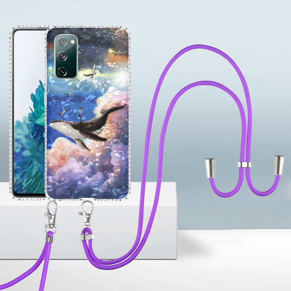 YB IMD Series-15 For Samsung Galaxy S20 FE 4G / FE 5G / S20 Lite / S20 FE 2022 5G Protective Case IMD IML Shockproof Cover 2.0mm Airbags Phone Case - BK008-Whale