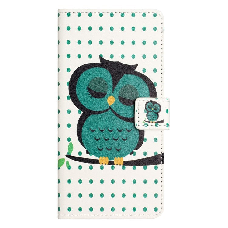 For OnePlus 10T 5G / Ace Pro 5G Pattern Printing Magnetic PU Leather Case Stand Wallet Function Anti-wear Shell - Dots  /  Owl