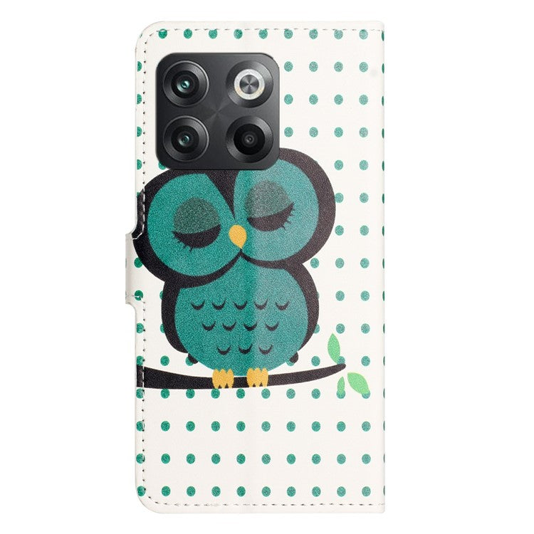 For OnePlus 10T 5G / Ace Pro 5G Pattern Printing Magnetic PU Leather Case Stand Wallet Function Anti-wear Shell - Dots  /  Owl