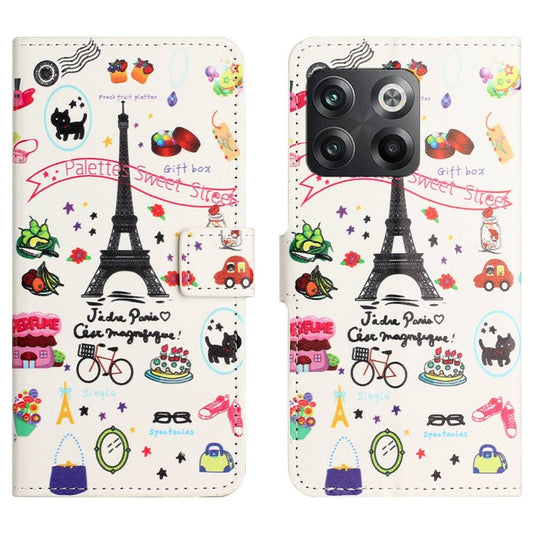 For OnePlus 10T 5G / Ace Pro 5G Pattern Printing Magnetic PU Leather Case Stand Wallet Function Anti-wear Shell - Iron Tower