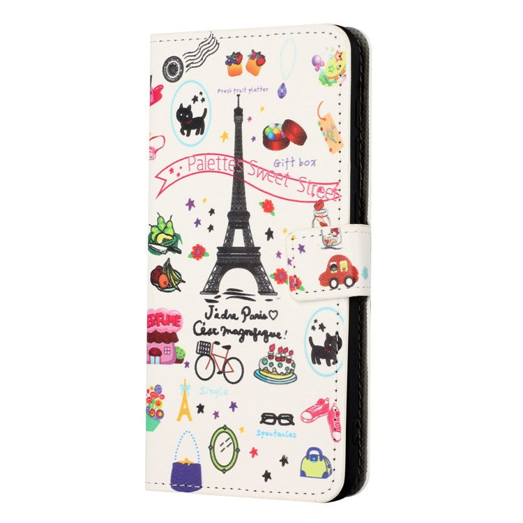 For OnePlus 10T 5G / Ace Pro 5G Pattern Printing Magnetic PU Leather Case Stand Wallet Function Anti-wear Shell - Iron Tower