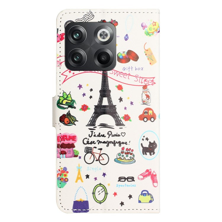 For OnePlus 10T 5G / Ace Pro 5G Pattern Printing Magnetic PU Leather Case Stand Wallet Function Anti-wear Shell - Iron Tower
