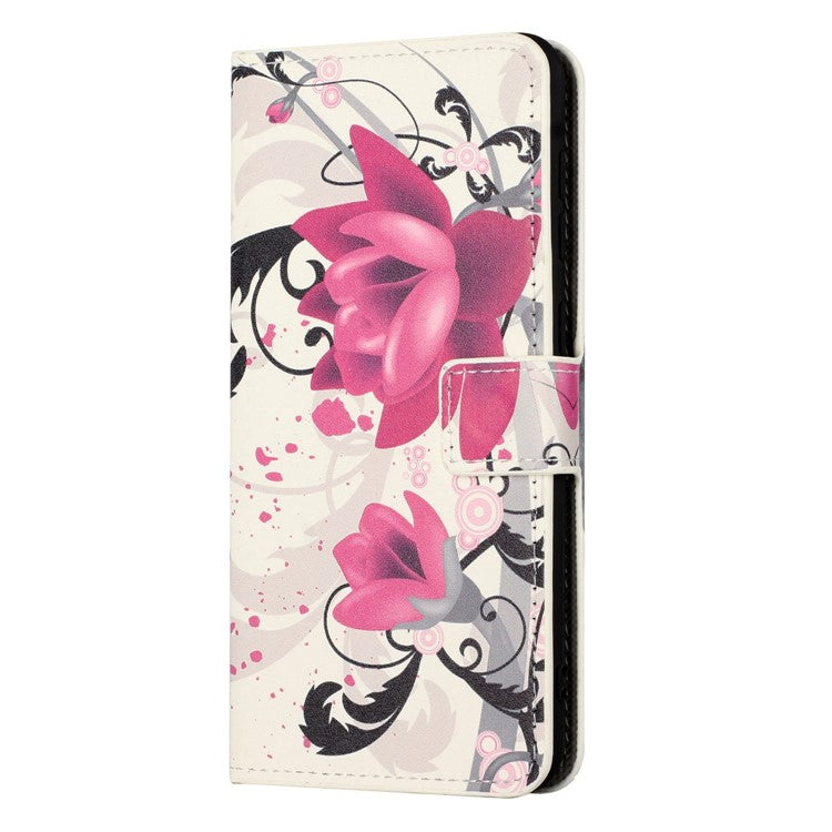 For OnePlus 10T 5G / Ace Pro 5G Pattern Printing Magnetic PU Leather Case Stand Wallet Function Anti-wear Shell - Lotus