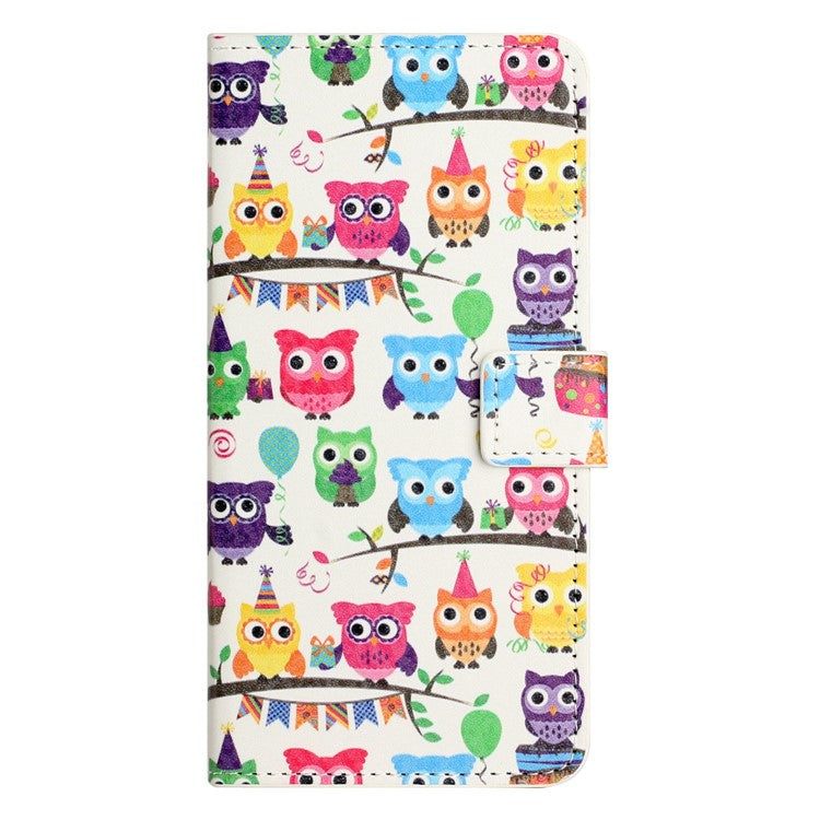 For OnePlus 10T 5G / Ace Pro 5G Pattern Printing Magnetic PU Leather Case Stand Wallet Function Anti-wear Shell - Owls Sticker