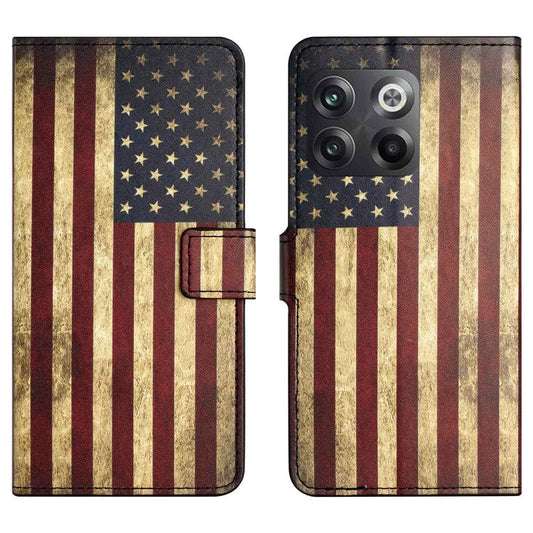 For OnePlus 10T 5G / Ace Pro 5G Pattern Printing Magnetic PU Leather Case Stand Wallet Function Anti-wear Shell - The American Flag