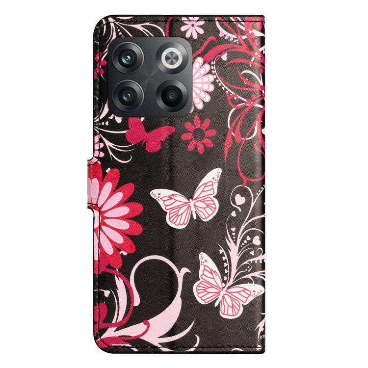 For OnePlus 10T 5G / Ace Pro 5G Pattern Printing Magnetic PU Leather Case Stand Wallet Function Anti-wear Shell - Black  /  Butterflies