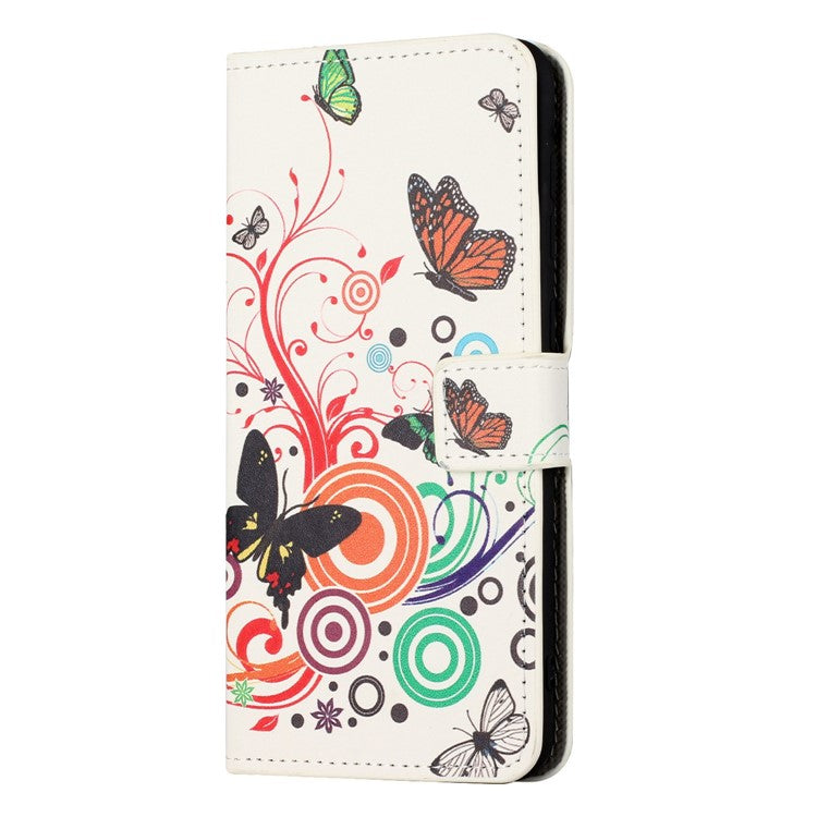 For OnePlus 10T 5G / Ace Pro 5G Pattern Printing Magnetic PU Leather Case Stand Wallet Function Anti-wear Shell - White  /  Butterflies