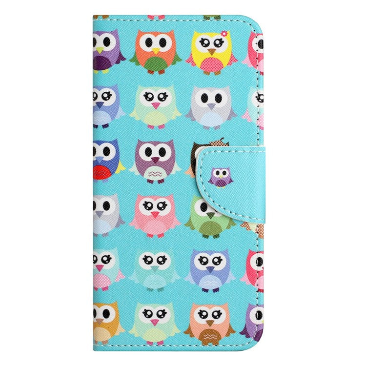 For OnePlus 10T 5G / Ace Pro 5G Scratch-resistant Pattern Printing Anti-fall Case Cross Texture PU Leather Wallet Cell Phone Shell with Stand - Cute Owls