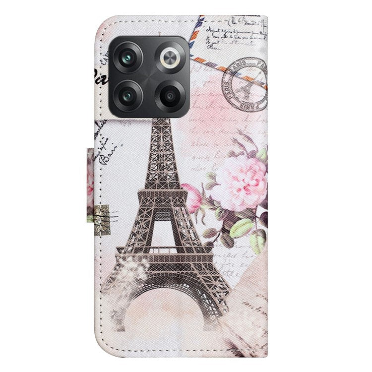 For OnePlus 10T 5G / Ace Pro 5G Scratch-resistant Pattern Printing Anti-fall Case Cross Texture PU Leather Wallet Cell Phone Shell with Stand - Tower