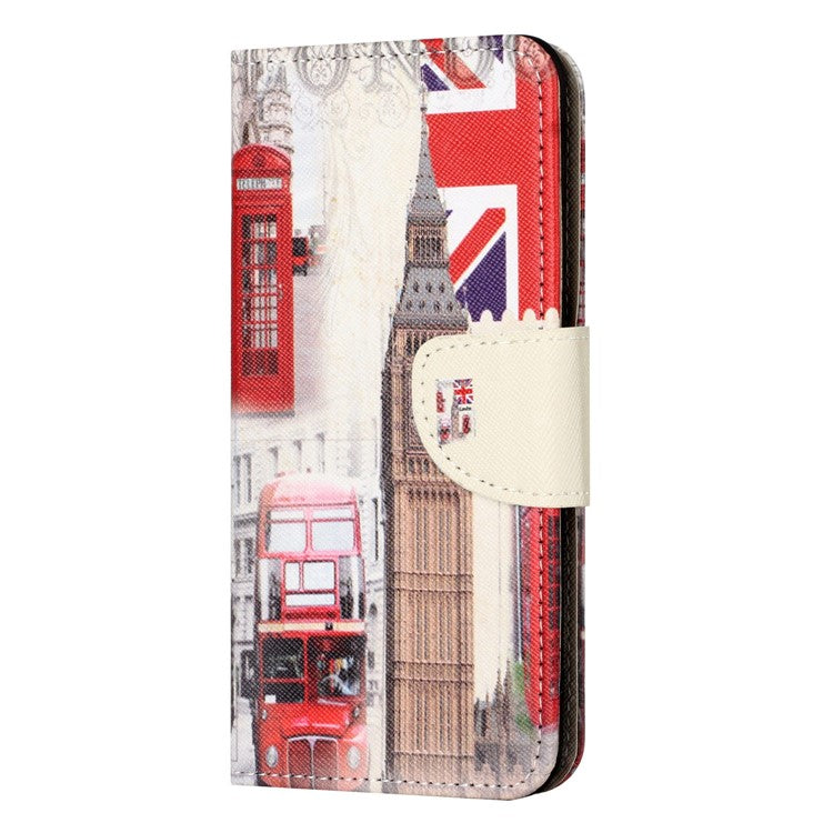 For  OnePlus 10T 5G / Ace Pro 5G Scratch-resistant Pattern Printing Anti-fall Case Cross Texture PU Leather Wallet Cell Phone Shell with Stand - London Big Ben