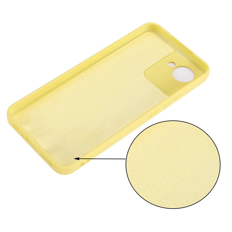 Liquid Silicone Phone Case for Realme C30 4G Shockproof Case Soft Microfiber Lining Anti-Drop Protective Cover with Strap - Yellow