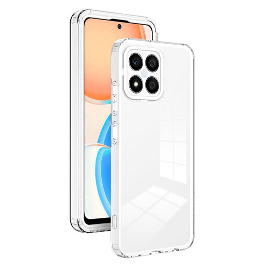 For Honor X8 4G 4G 3-in-1 Ultra Slim Transparent Phone Cover TPU Backplate + PC Frame + PC Camera Protection Drop-proof Phone Case - White