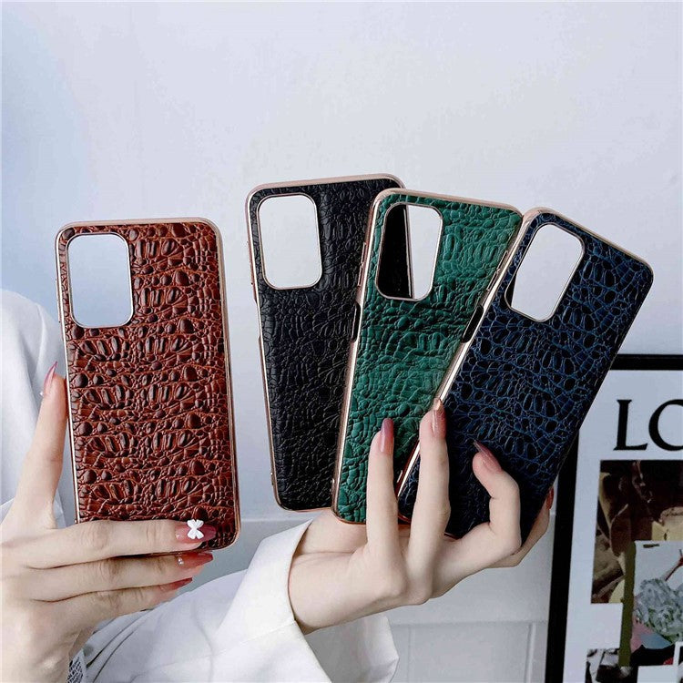 For Samsung Galaxy A23 5G (Global Version) / 4G Textured Genuine Cowhide Leather + TPU + PC Phone Case Nano Electroplating Protective Cover - Coffee