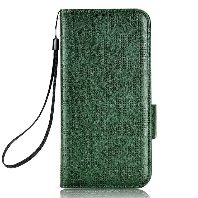 For OnePlus 10T 5G / Ace Pro 5G Triangle Pattern Imprinted Phone Case Foldable Stand Scratch-resistant PU Leather Wallet Cover with Strap - Green