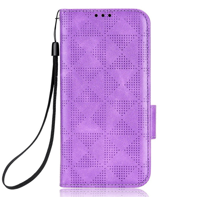 For OnePlus 10T 5G / Ace Pro 5G Triangle Pattern Imprinted Phone Case Foldable Stand Scratch-resistant PU Leather Wallet Cover with Strap - Purple