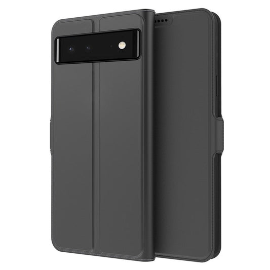 For Google Pixel 6 Drop-proof Magnetic Closure Phone Case Stand TPU + PU Leather Protective Folio Flip Phone Cover - Black