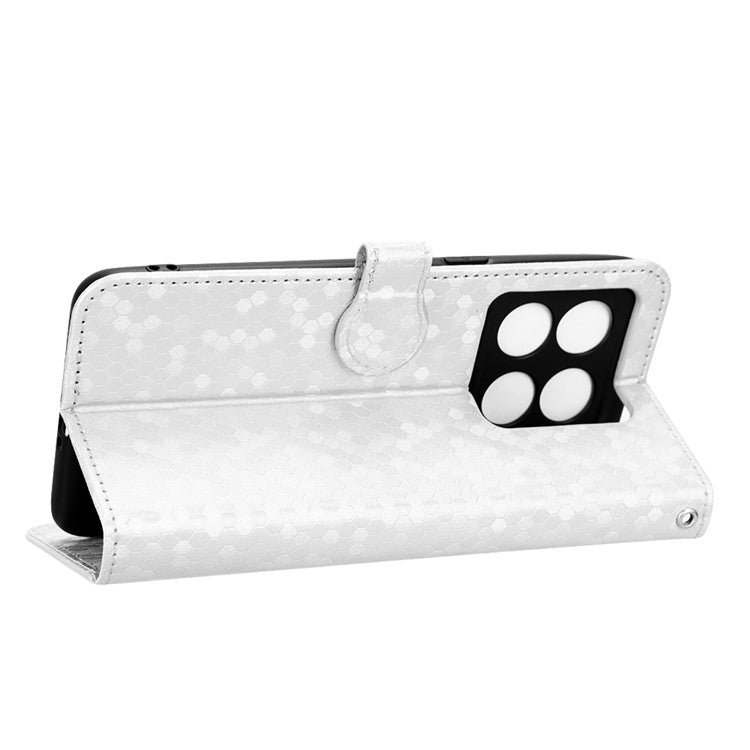 For OnePlus 10T 5G / Ace Pro 5G Drop-proof Phone Wallet Case Stand Dot Pattern Imprinted TPU+PU Leather Folio Flip Cover Shell - Silver