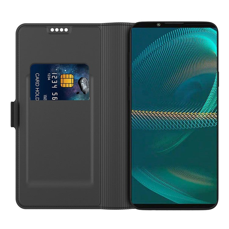 For Sony Xperia 1 II PU Leather Flip Case Double Magnetic Clasp Stand Card Slot Shockproof Cover - Black