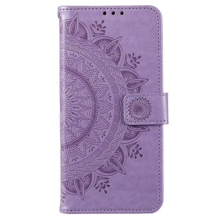 For OnePlus Ace Pro 5G / 10T 5G Shockproof Mandala Flower Pattern Imprinted Phone Case PU Leather Flip Wallet Stand Cover - Purple