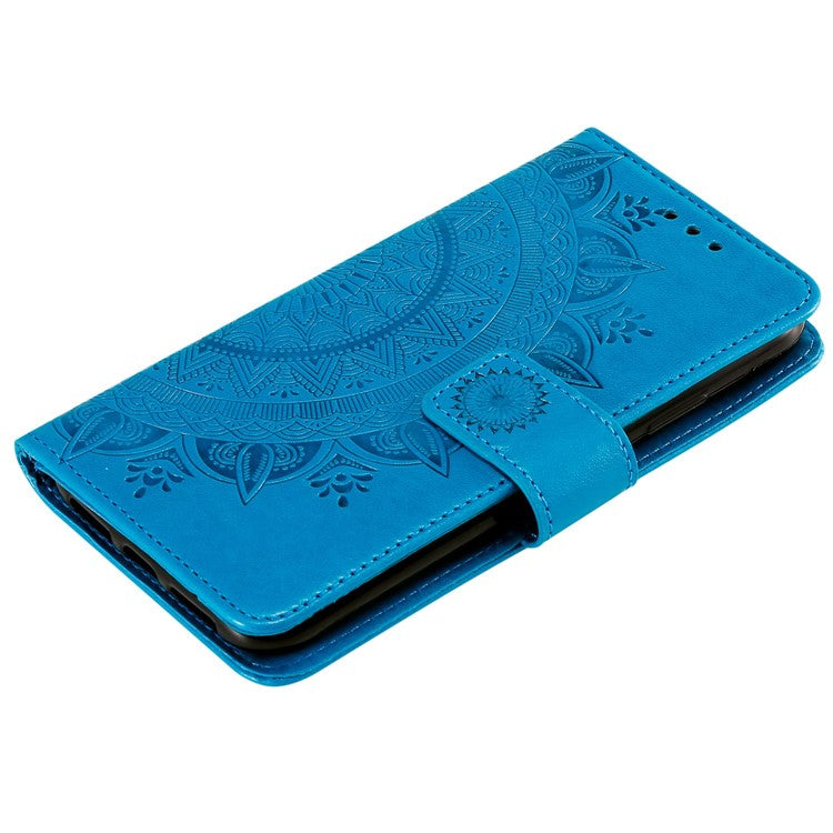 For OnePlus Ace Pro 5G / 10T 5G Shockproof Mandala Flower Pattern Imprinted Phone Case PU Leather Flip Wallet Stand Cover - Blue