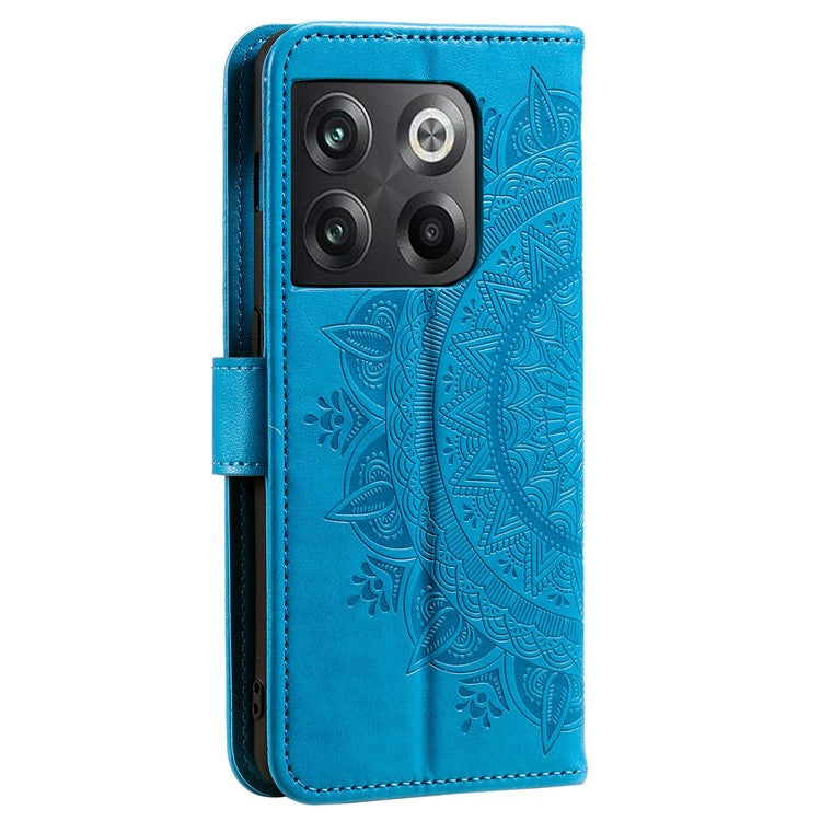 For OnePlus Ace Pro 5G / 10T 5G Shockproof Mandala Flower Pattern Imprinted Phone Case PU Leather Flip Wallet Stand Cover - Blue