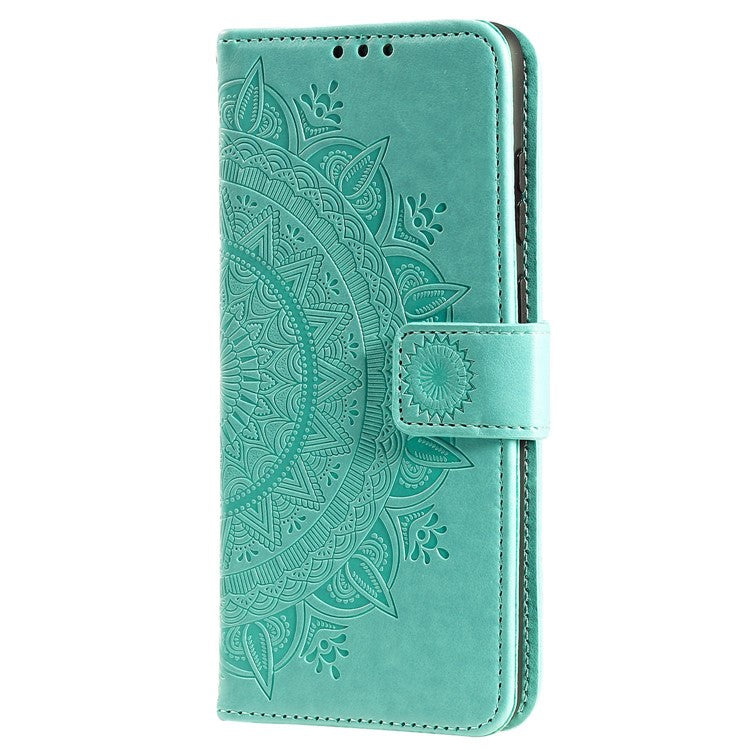 For OnePlus Ace Pro 5G / 10T 5G Shockproof Mandala Flower Pattern Imprinted Phone Case PU Leather Flip Wallet Stand Cover - Green