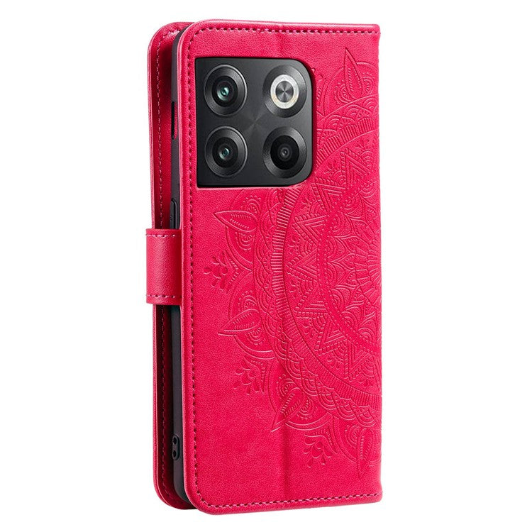 For OnePlus Ace Pro 5G / 10T 5G Shockproof Mandala Flower Pattern Imprinted Phone Case PU Leather Flip Wallet Stand Cover - Rose
