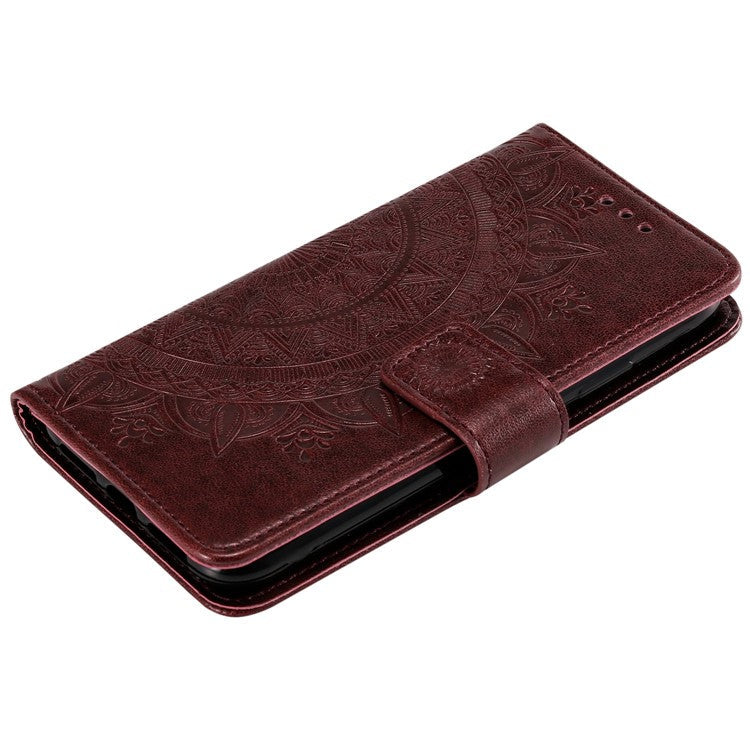 For OnePlus Ace Pro 5G / 10T 5G Shockproof Mandala Flower Pattern Imprinted Phone Case PU Leather Flip Wallet Stand Cover - Brown