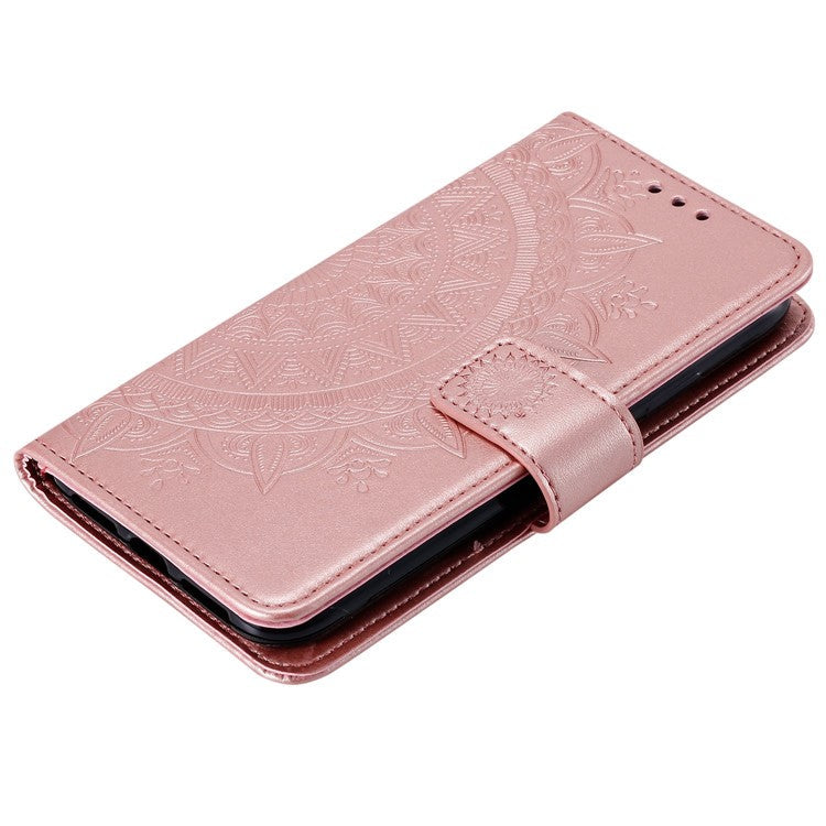 For OnePlus Ace Pro 5G / 10T 5G Shockproof Mandala Flower Pattern Imprinted Phone Case PU Leather Flip Wallet Stand Cover - Rose Gold