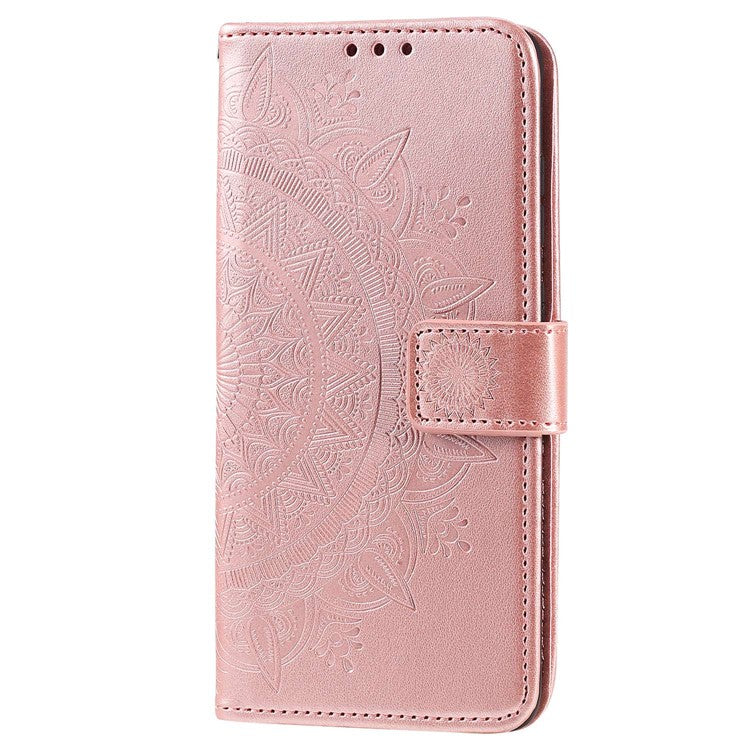 For OnePlus Ace Pro 5G / 10T 5G Shockproof Mandala Flower Pattern Imprinted Phone Case PU Leather Flip Wallet Stand Cover - Rose Gold
