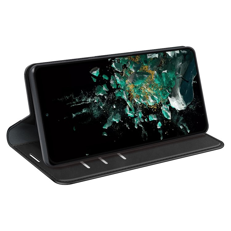 For OnePlus Ace Pro 5G / 10T 5G Skin-touch Feeling PU Leather Case Magnetic Auto-absorbed Stand Wallet Folio Flip Phone Cover - Black