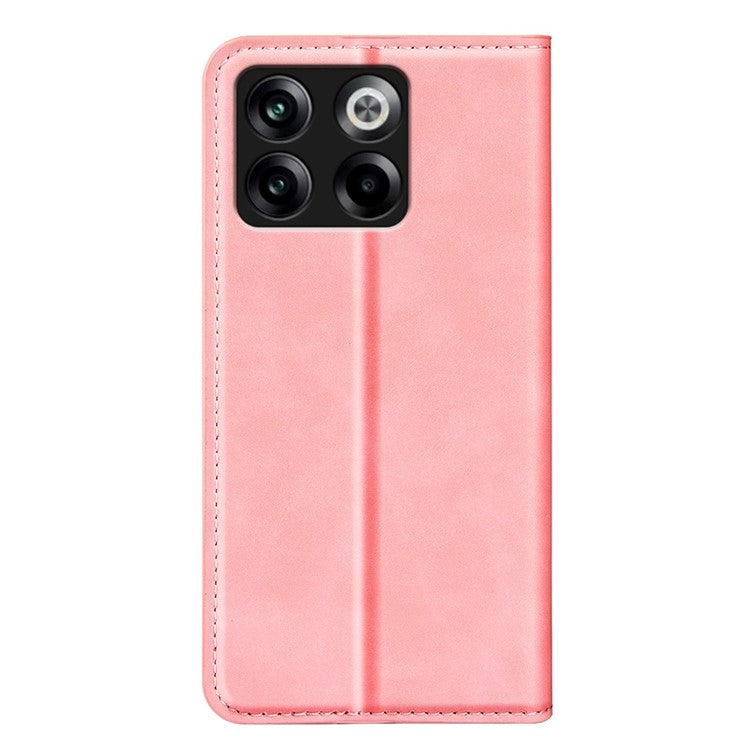 For OnePlus Ace Pro 5G / 10T 5G Skin-touch Feeling PU Leather Case Magnetic Auto-absorbed Stand Wallet Folio Flip Phone Cover - Pink