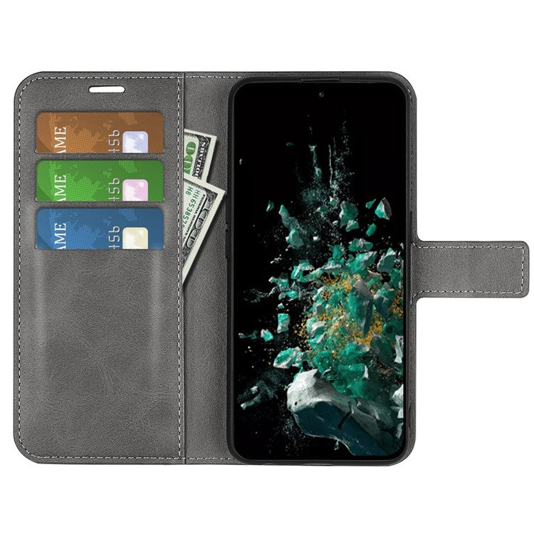For OnePlus Ace Pro 5G / 10T 5G Square Magnetic Clasp Folio Flip Textured PU Leather Cover Inner TPU Phone Case with Wallet Stand - Grey