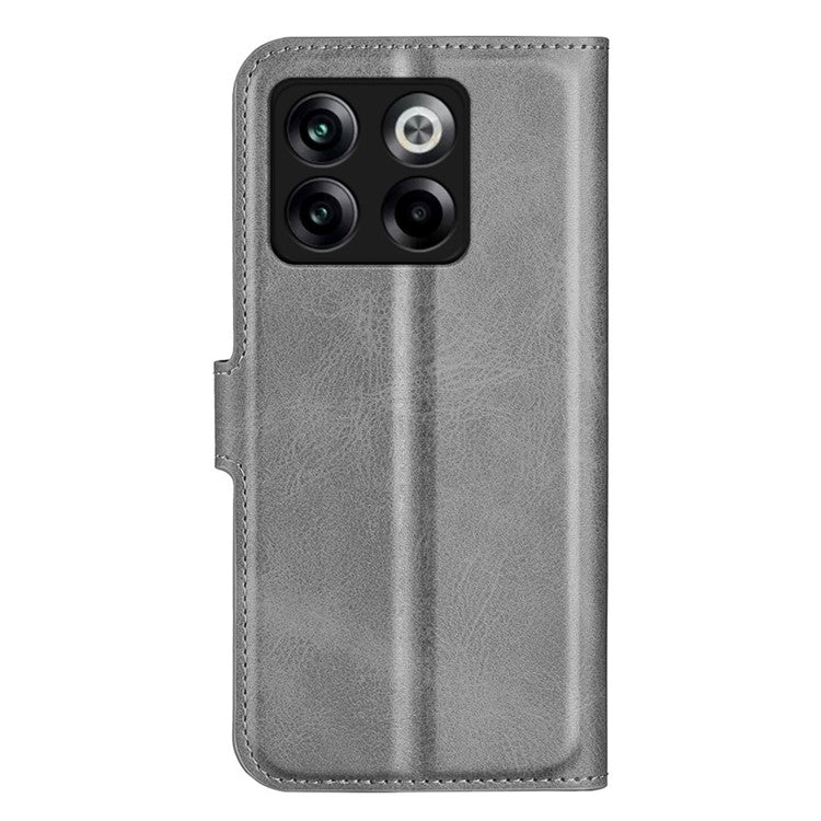 For OnePlus Ace Pro 5G / 10T 5G Square Magnetic Clasp Folio Flip Textured PU Leather Cover Inner TPU Phone Case with Wallet Stand - Grey