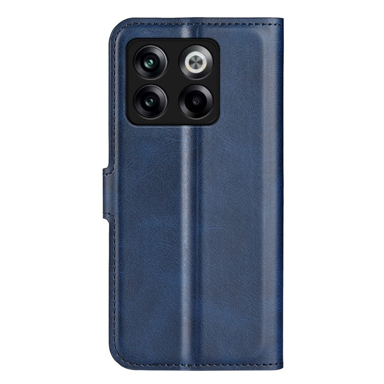 For OnePlus Ace Pro 5G / 10T 5G Square Magnetic Clasp Folio Flip Textured PU Leather Cover Inner TPU Phone Case with Wallet Stand - Blue