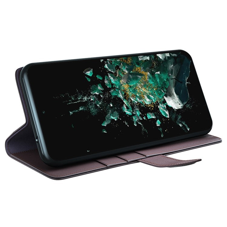 For OnePlus Ace Pro 5G / 10T 5G Genuine Split Leather Phone Cover Stand Wallet Full Protection Case - Brown