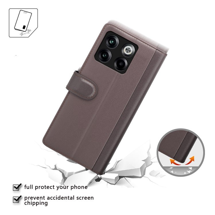 For OnePlus Ace Pro 5G / 10T 5G Genuine Split Leather Phone Cover Stand Wallet Full Protection Case - Brown